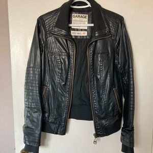 Faux Leather Bomber Jacket Size M